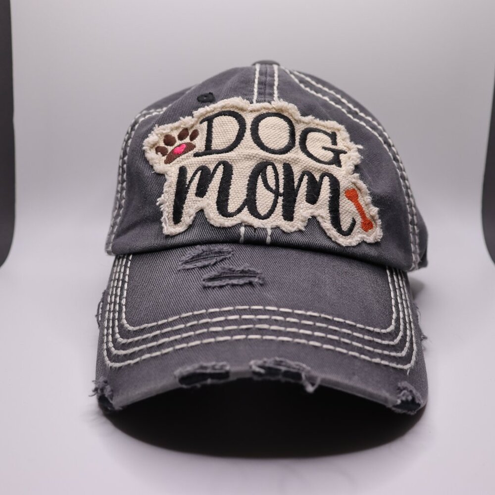 DOG MOM Blue Hat with Unique Design Adjustable One Size Fits All